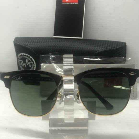 BNIB Ray ban 3016 Unisex style Club master Black/Gold/Green lenses sunglass - Picture 4 of 8